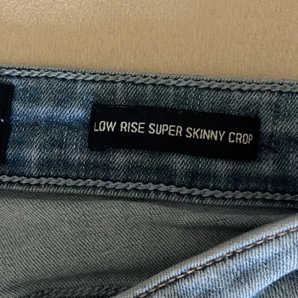 Hollister denim blue jeans low rise super skinny cropped distressed (1 juniors) - Picture 6 of 8